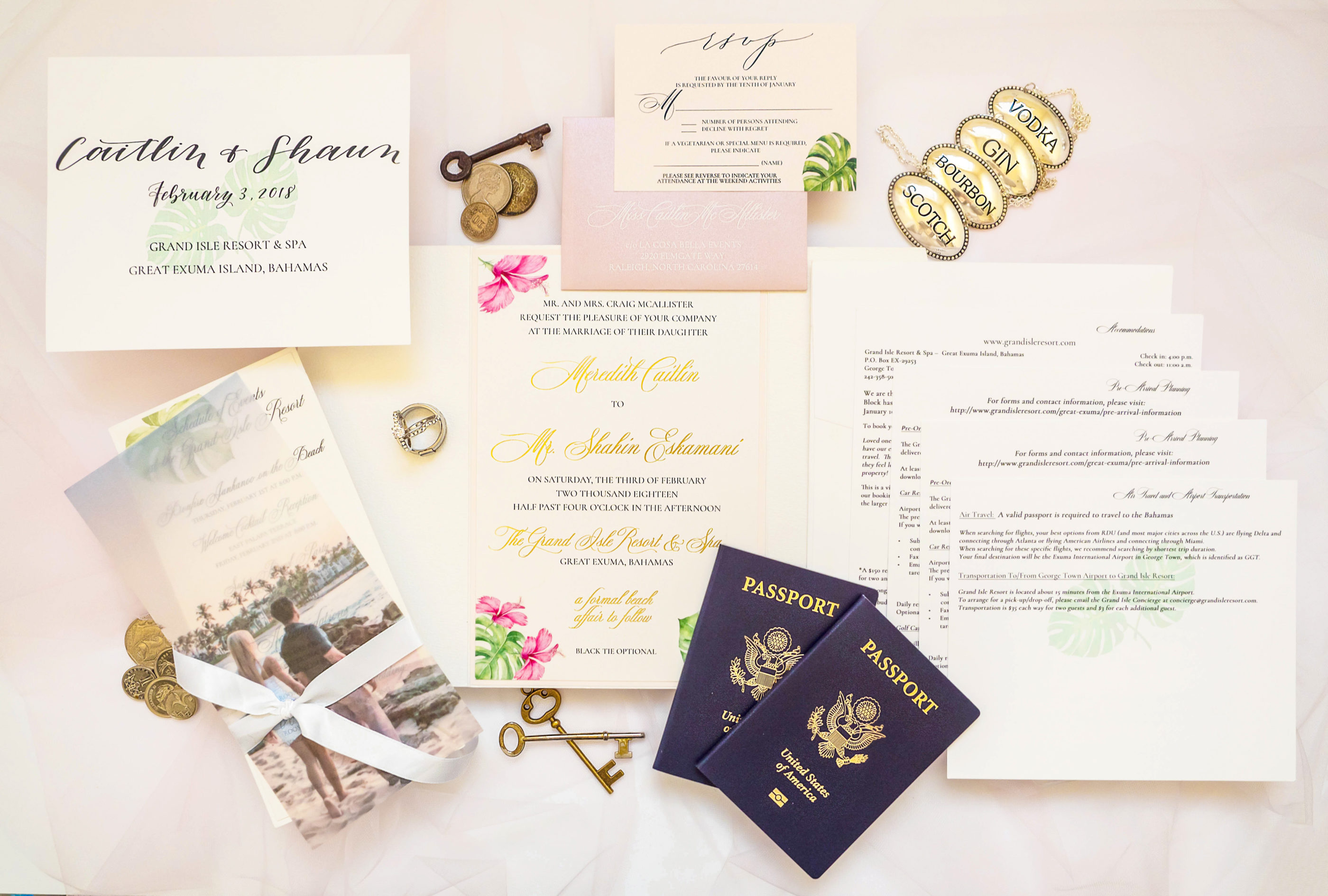 grand bahamas destination wedding invitation suite and passports